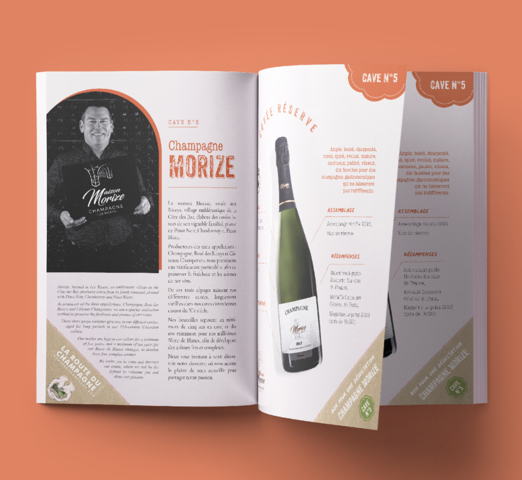 mise en page du carnet de dégustation Route du Champagne en Fête