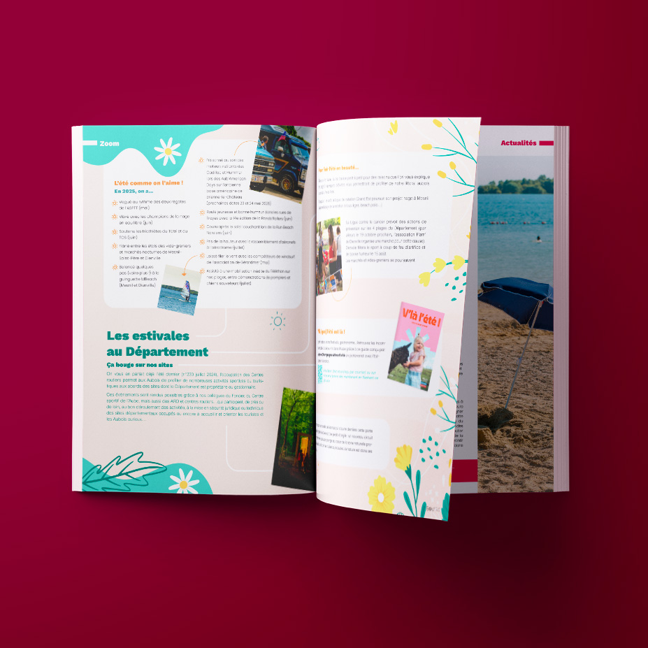 mise en page intérieure du journal interne de l’Aube – design éditorial et gabarits de magazine