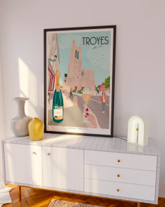 illustration cathédrale de Troyes affiche